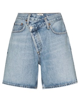 wrap waist denim shorts