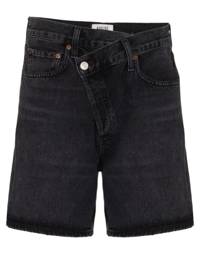 wrap-waist denim shorts
