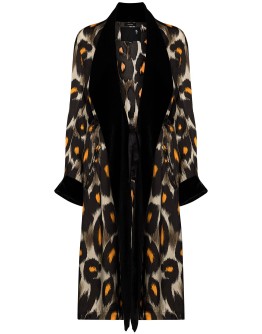 leopard-print robe coat