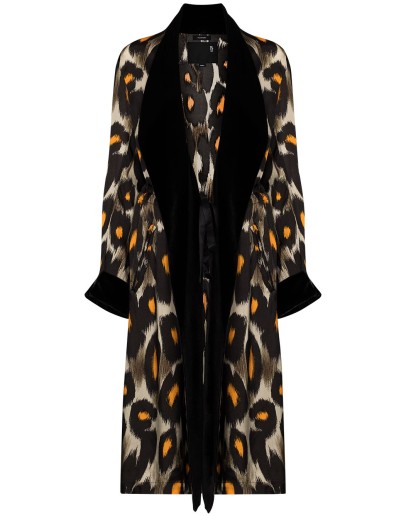 leopard-print robe coat