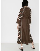 belted embroidered midi dress