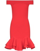 off-the-shoulder ruffle trim cocktail dress