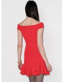 off-the-shoulder ruffle trim cocktail dress