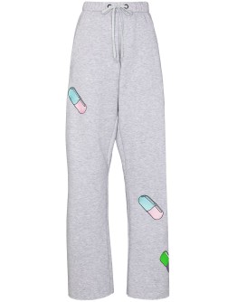 cartoon-print wide-leg track pants