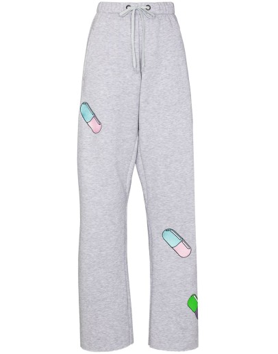 cartoon-print wide-leg track pants