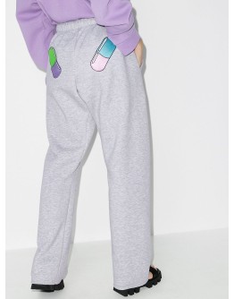 cartoon-print wide-leg track pants