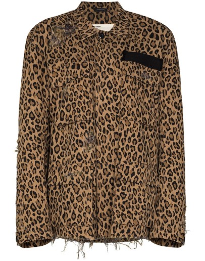 shredded leopard print jacket