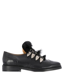 faux fur embellished lace-up brogues