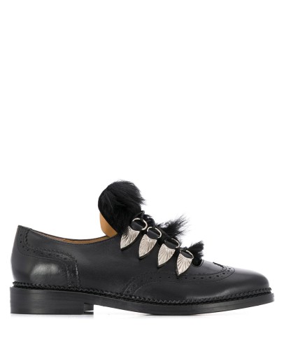 faux fur embellished lace-up brogues