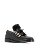 faux fur embellished lace-up brogues