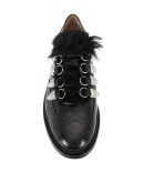 faux fur embellished lace-up brogues