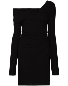 off-the-shoulder asymmetric mini dress