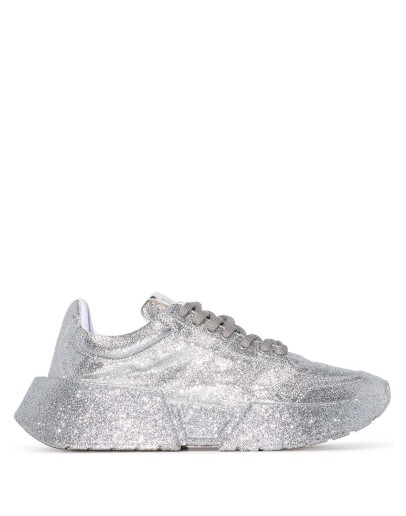 glitter-effect lace-up sneakers