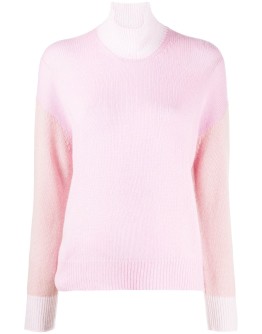 colour-block roll-neck jumper