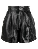 high-waist leather shorts