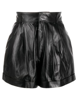 high-waist leather shorts