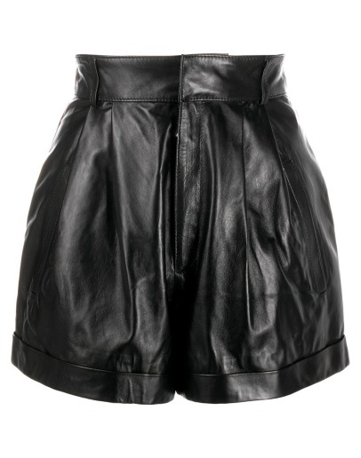high-waist leather shorts