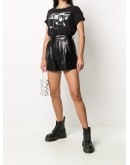high-waist leather shorts