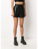 high-waist leather shorts