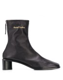 logo-print leather boots