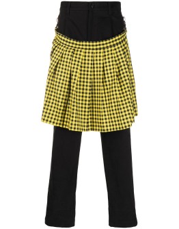 gingham pleat kilt jeans
