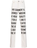 slogan print straight-leg jeans