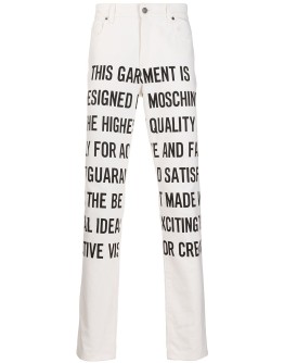 slogan print straight-leg jeans