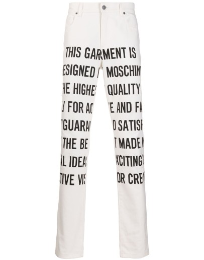 slogan print straight-leg jeans