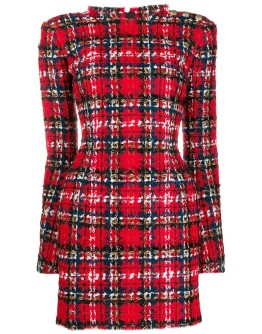 Tartan tweed mini dress