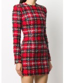 Tartan tweed mini dress