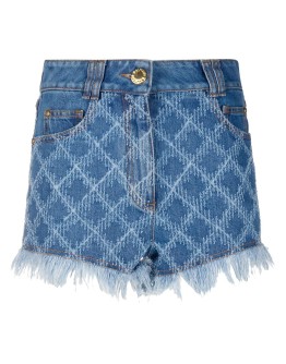 frayed-edge denim shorts