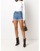 frayed-edge denim shorts