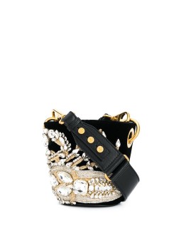 crystal-embellished saddler bucket bag