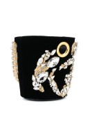 crystal-embellished saddler bucket bag