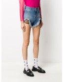 point d'esprit-detail denim shorts