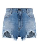 point d'esprit-detail denim shorts