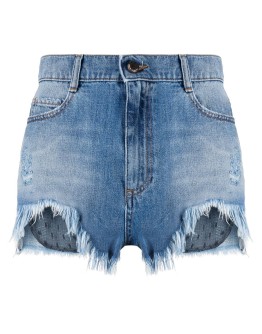 point d'esprit-detail denim shorts