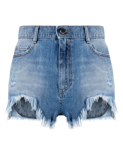 point d'esprit-detail denim shorts
