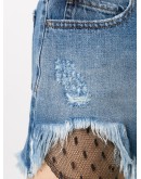 point d'esprit-detail denim shorts