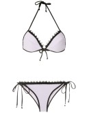 lace trim triangle bikini set 
