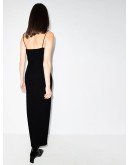 gathered flower crêpe gown