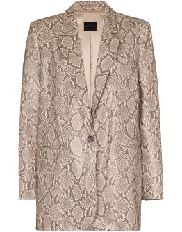 snake-print leather blazer