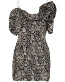 snake-print off-the-shoulder mini dress