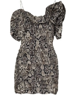snake-print off-the-shoulder mini dress