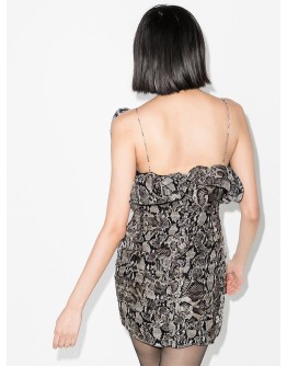 snake-print off-the-shoulder mini dress
