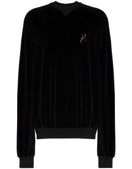 oversized embroidered velvet sweatshirt