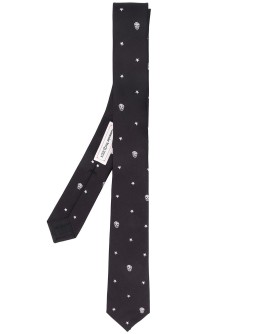 skull-embroidered tie