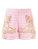 bead-embellished check shorts