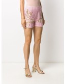 bead-embellished check shorts