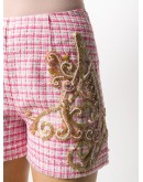 bead-embellished check shorts